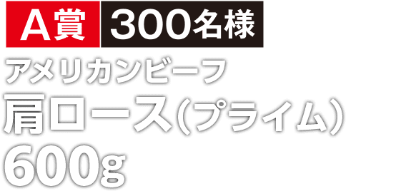 A賞300名様 アメリカンビーフ 肩ロース（プライム）600g