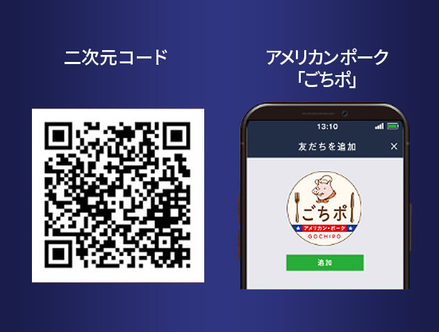 二次元コード アメリカンポーク「ごちポ」