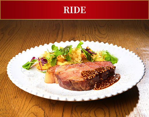 RIDE 自家製ローストポークの薪火グリル 粒マスタードソース